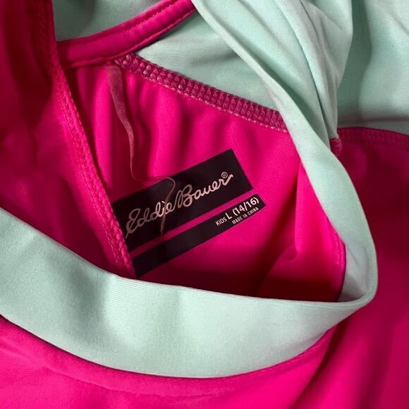 Eddie Bauer Pink Sea Blue Swim Shirt Rash Guard Top - Picture 3 of 5